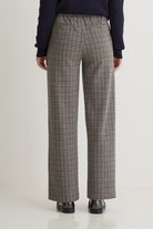 Yerse Jacquard Check Wide Leg Trousers - Grey