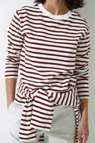 Yerse Jersey Stripe Sweatshirt - Maroon/White