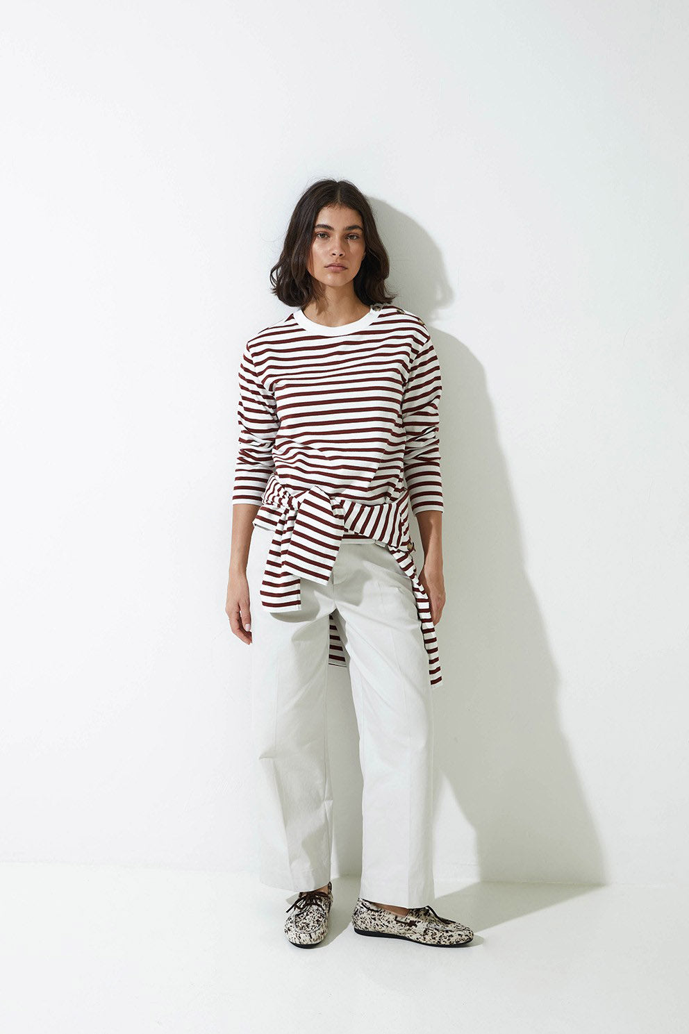 Yerse Jersey Stripe Sweatshirt - Maroon/White