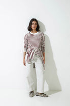 Yerse Jersey Stripe Sweatshirt - Maroon/White