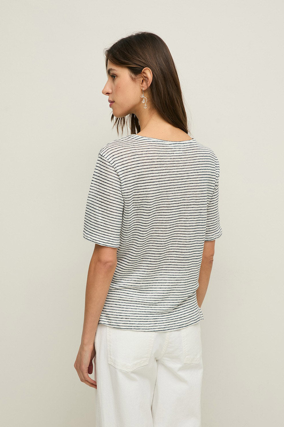 Yerse Linen T-Shirt - Navy Crudo