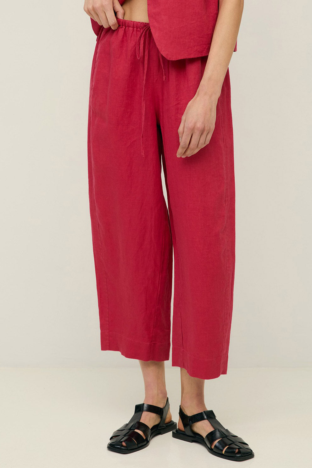 Yerse Pure Linen Trousers - Raspberry
