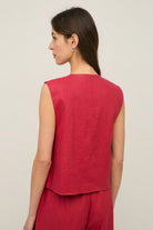 Yerse Pure Linen Vest - Raspberry