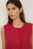 Yerse Pure Linen Vest - Raspberry