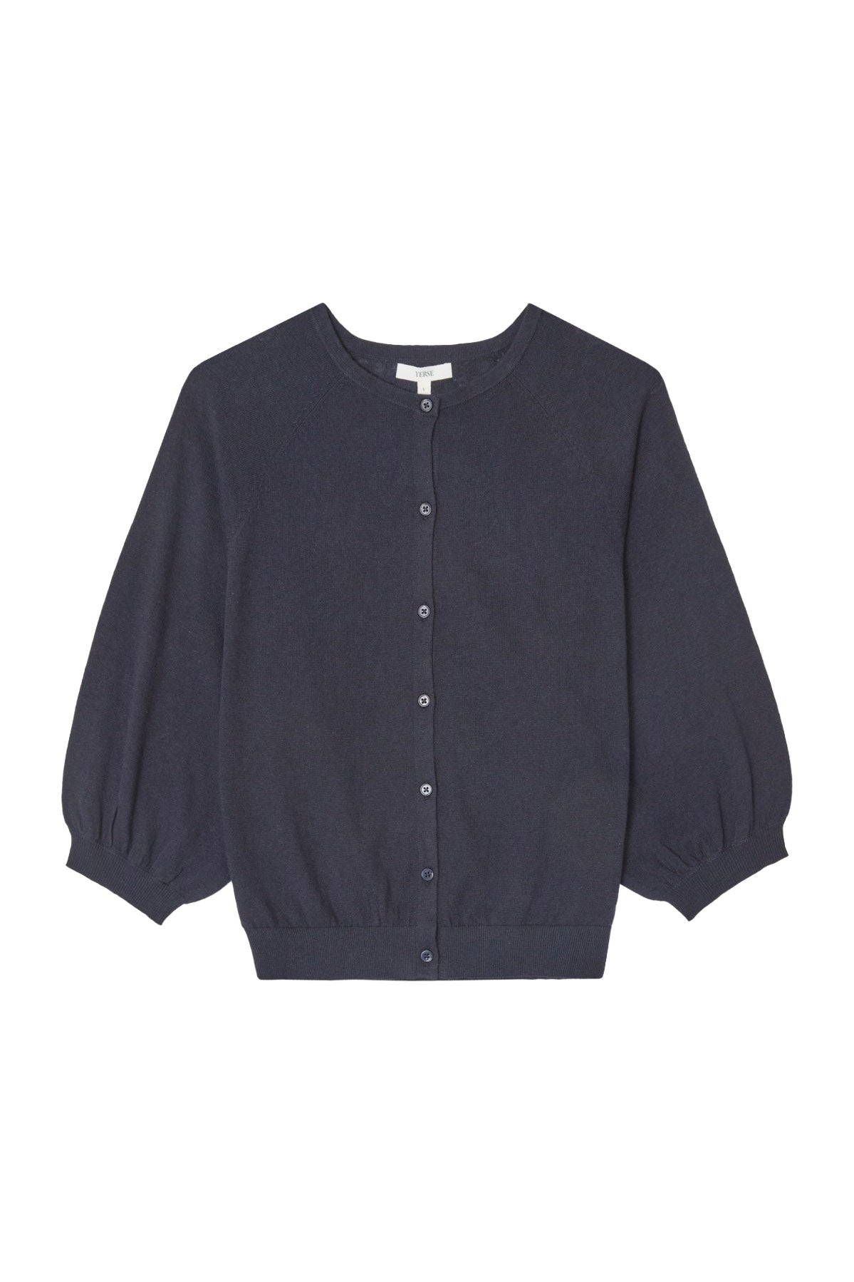 Yerse Round Neck Cardigan - Navy
