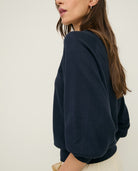 Yerse Round Neck Cardigan - Navy