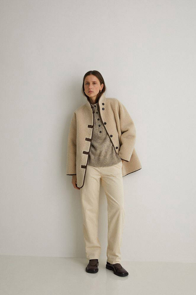 Yerse Shearling Coat - Ecru