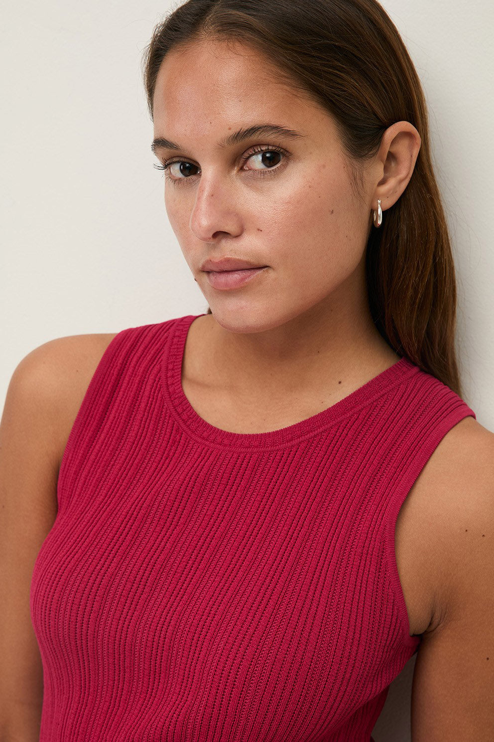 Yerse Shirred Detail Midi Dress - Raspberry