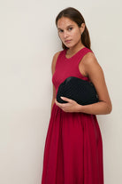 Yerse Shirred Detail Midi Dress - Raspberry