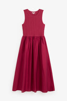 Yerse Shirred Detail Midi Dress - Raspberry