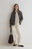 Yerse Short Boiled Wool Coat - Checks