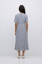 Yerse Stella Ecovero Viscose Geometric Print Midi Dress - Geometric