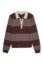 Yerse Stripe Collared Wool Blend Jumper - Maroon/Mole