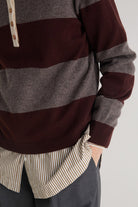 Yerse Stripe Collared Wool Blend Jumper - Maroon/Mole
