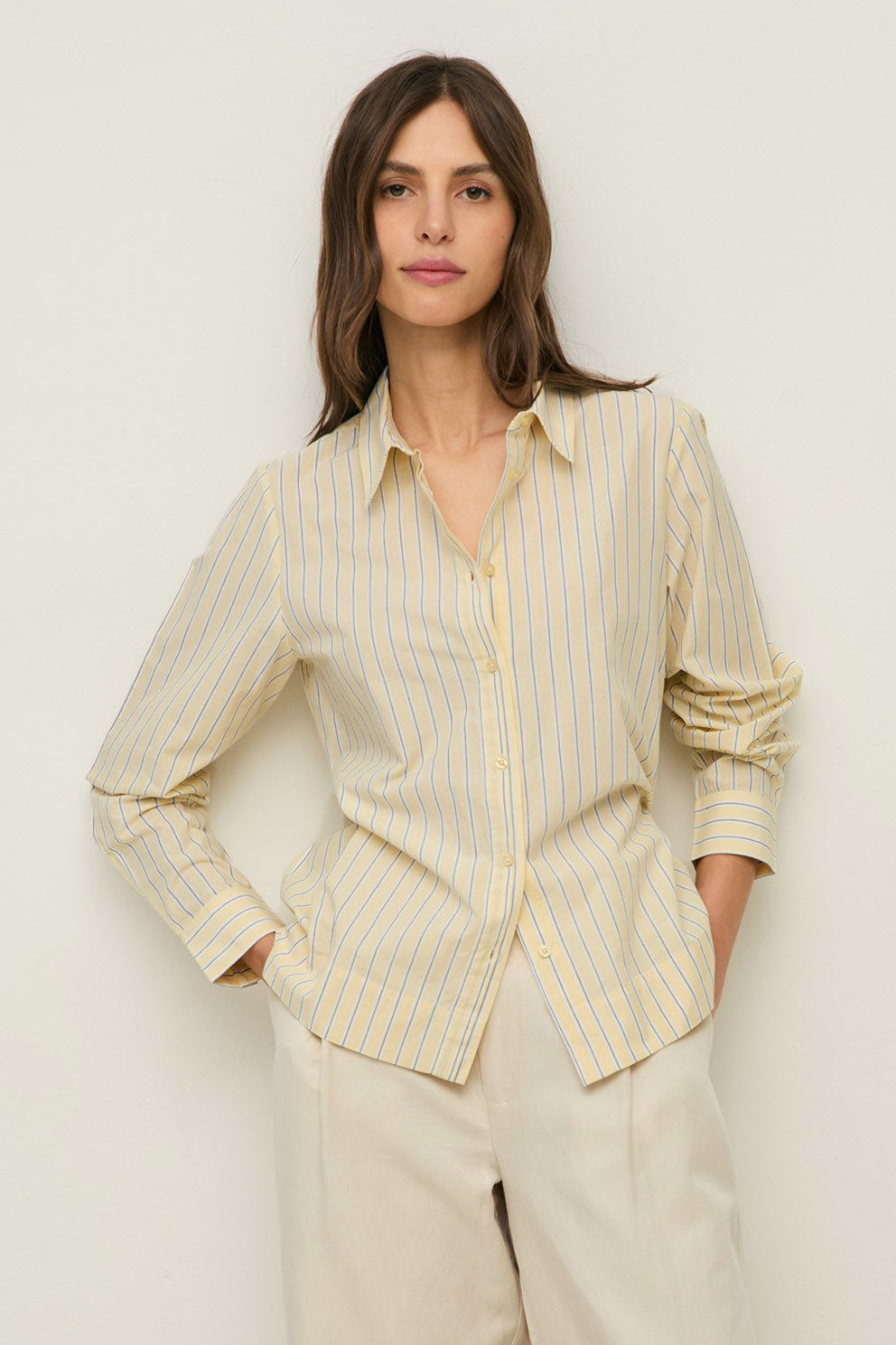 Yerse Striped Cotton Shirt - Amarillo