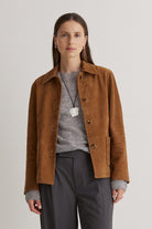 Yerse Suede Leather Jacket - Amber Brown