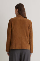 Yerse Suede Leather Jacket - Amber Brown