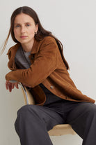 Yerse Suede Leather Jacket - Amber Brown