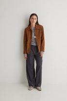 Yerse Suede Leather Jacket - Amber Brown