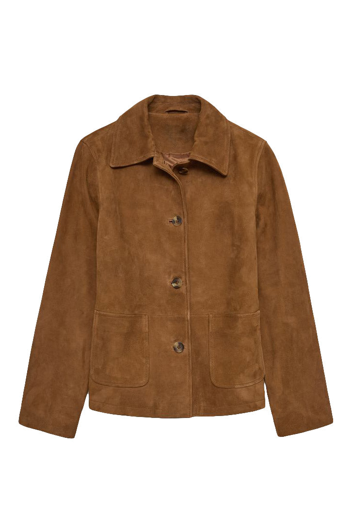 Yerse Suede Leather Jacket - Amber Brown