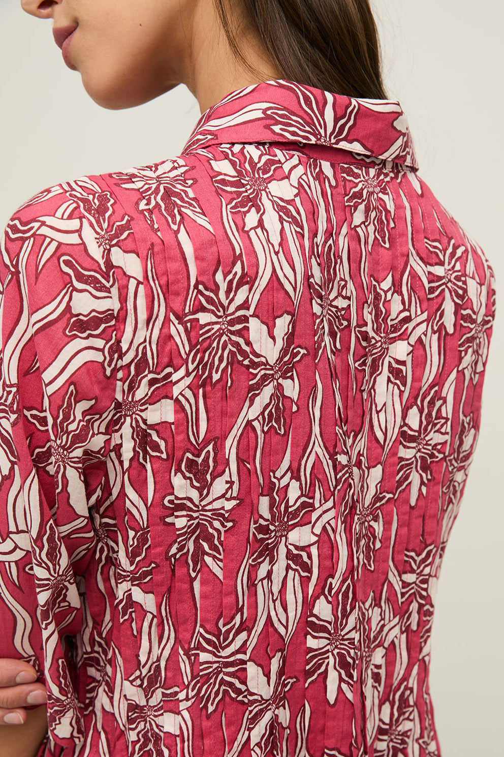 Yerse Tunisian Shirt Dress - Flowers