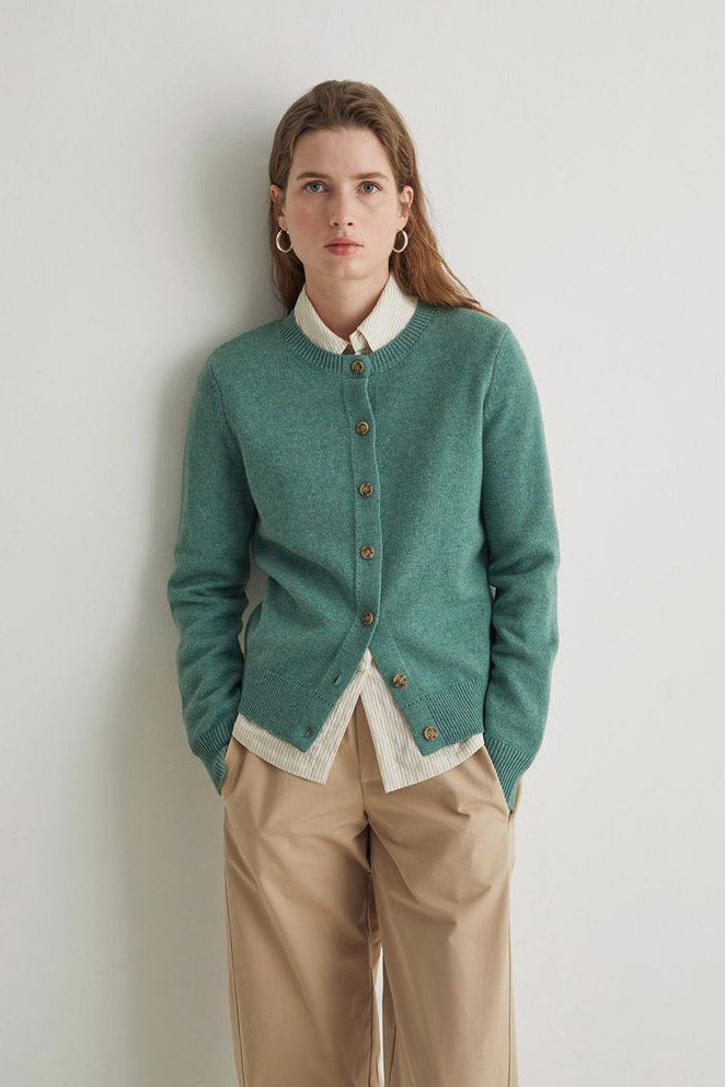 Yerse Wool Blend Cardigan - Green