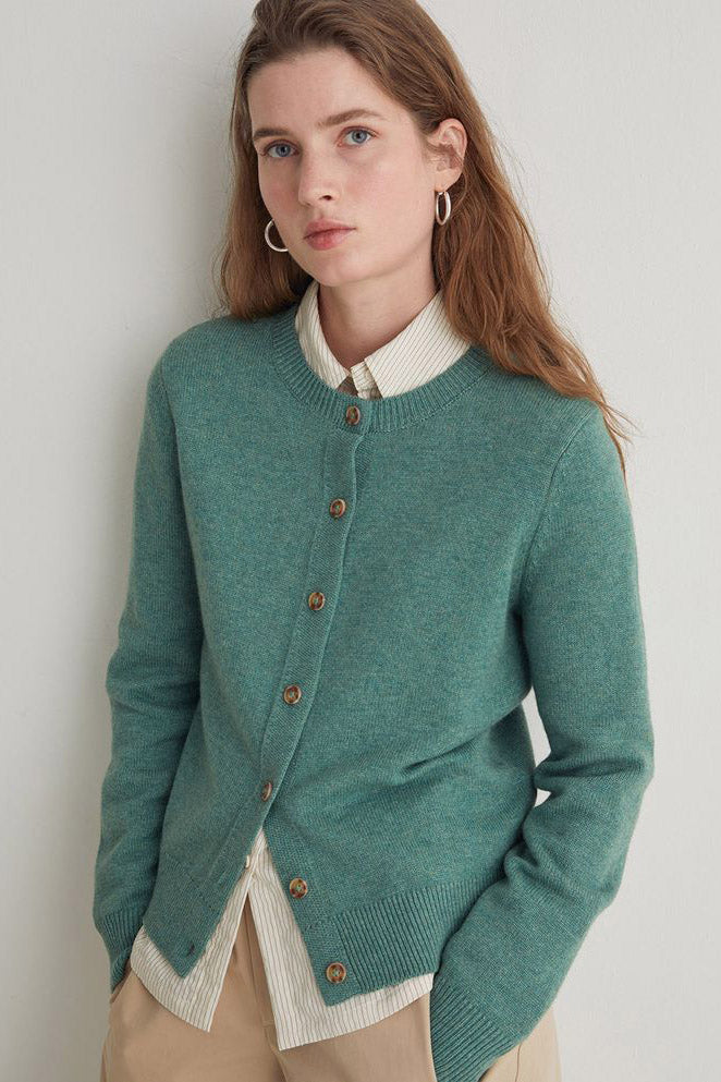Yerse Wool Blend Cardigan - Green