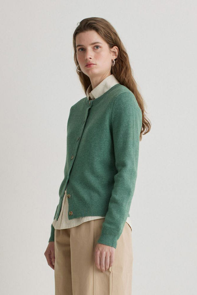 Yerse Wool Blend Cardigan - Green