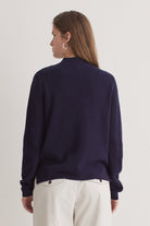 Yerse Wool Blend Fisherman's Rib Jumper - Navy
